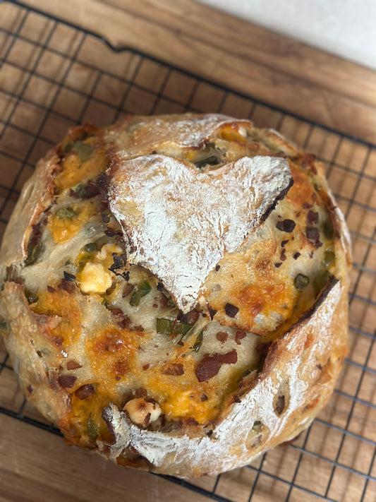 Bacon, Cheddar, Cream Cheese, Jalapeño Sourdough Bread