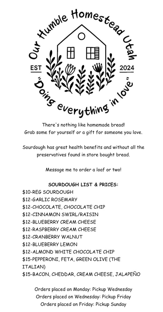 Sourdough Bread Menu & Prices
